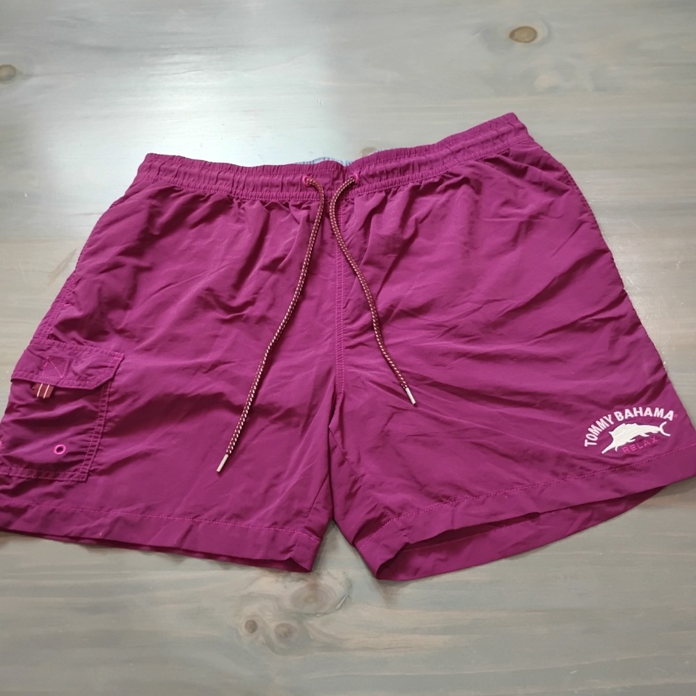Tommy Bahama Swim Shorts Trunks Mens XL Purple Lined Embroidered Logo Marlin